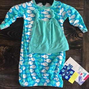 Kickee Pants Newborn Layette Gown with Hat NWT